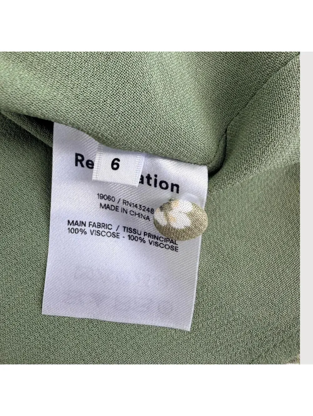 Reformation Doutzen Floral Mini Dress Sage Size 6